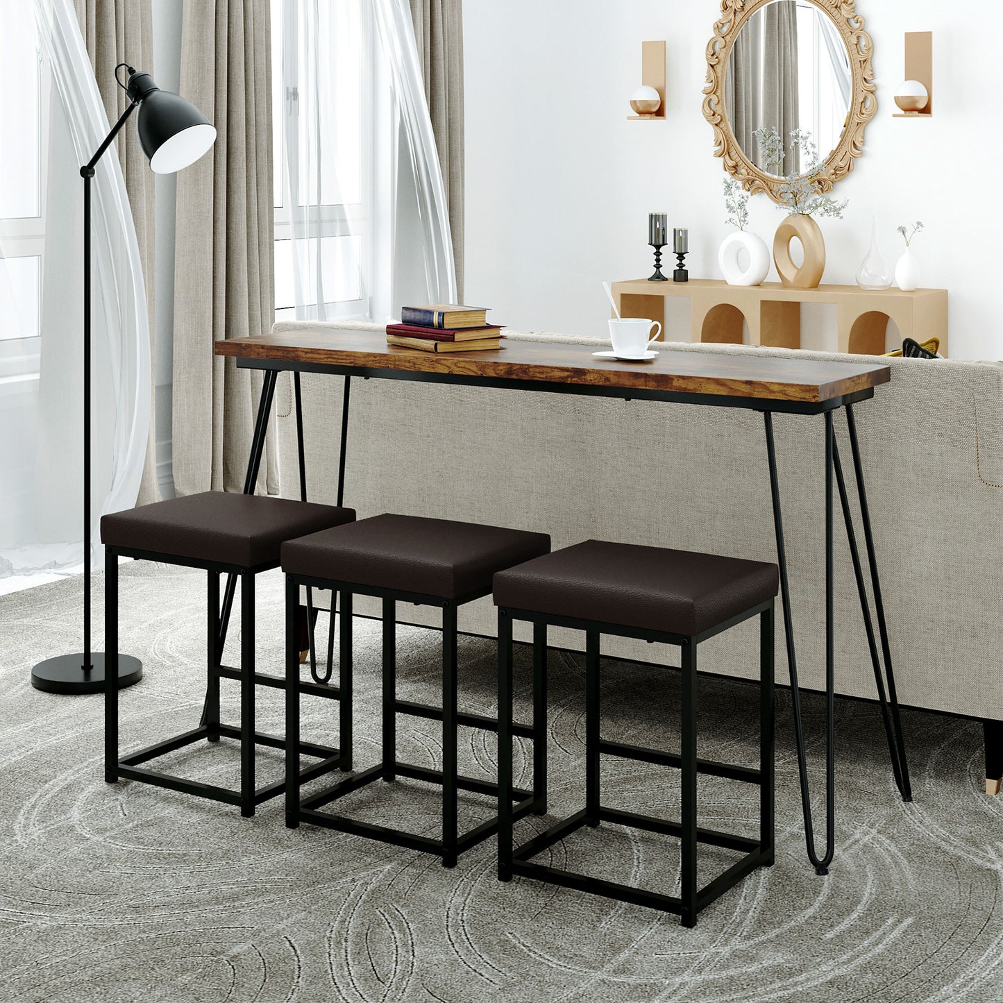 topmax 4 pieces counter height extra long dining table set