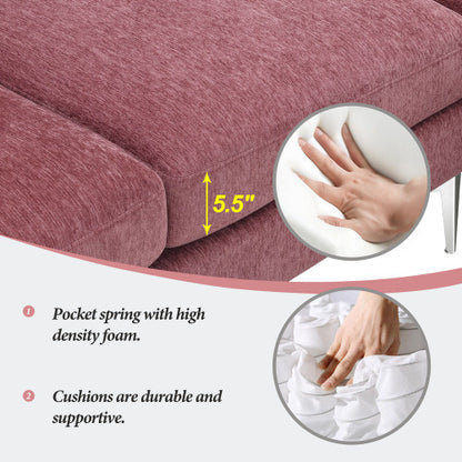 Chenille L-Shaped Sofa with 2 Pillows
