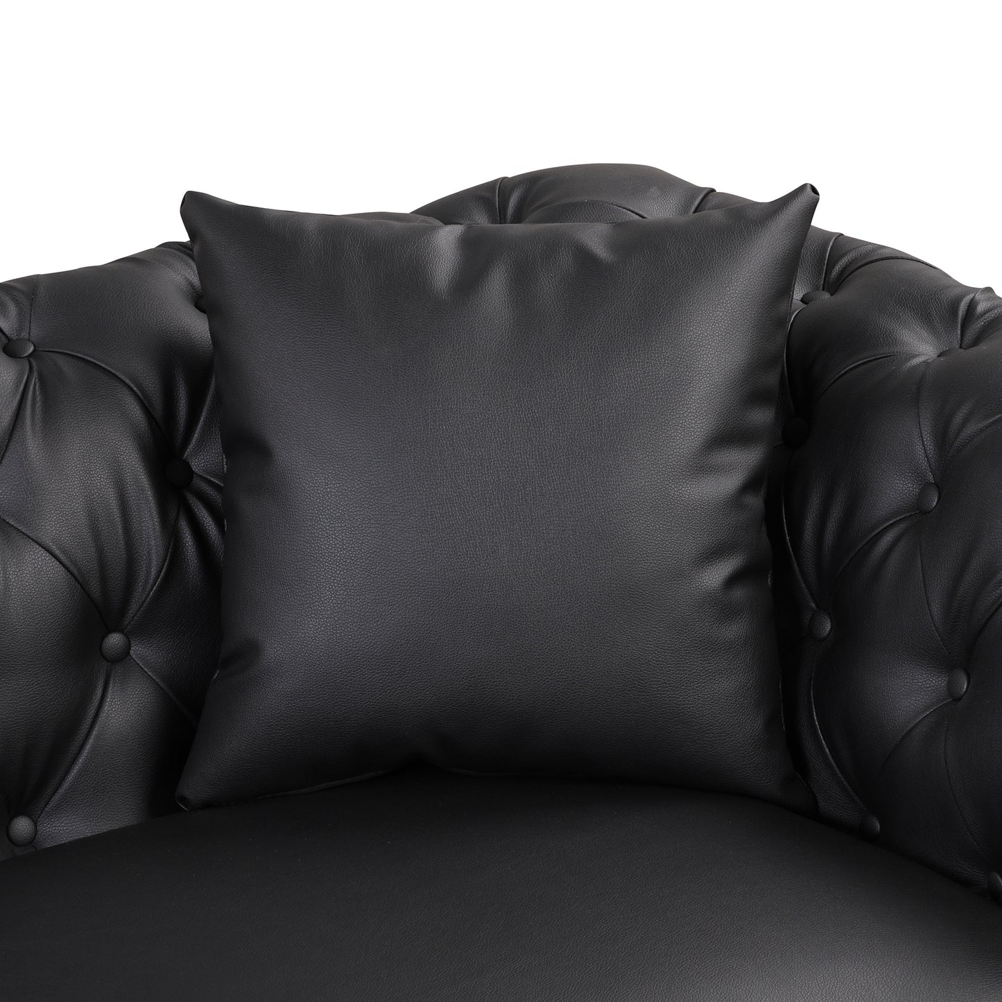 button tufted upholstered sofa, black