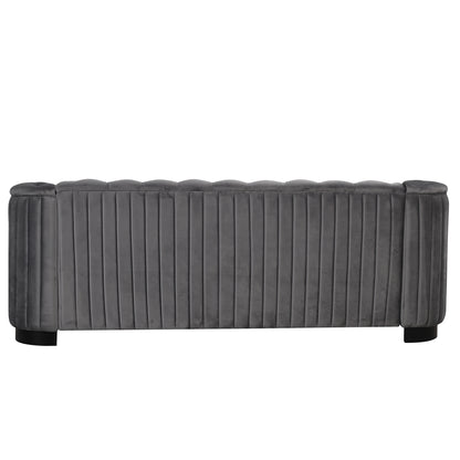 Velvet Upholstered Sofa, Grey