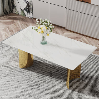 Zara Marble Dining Table, Gold