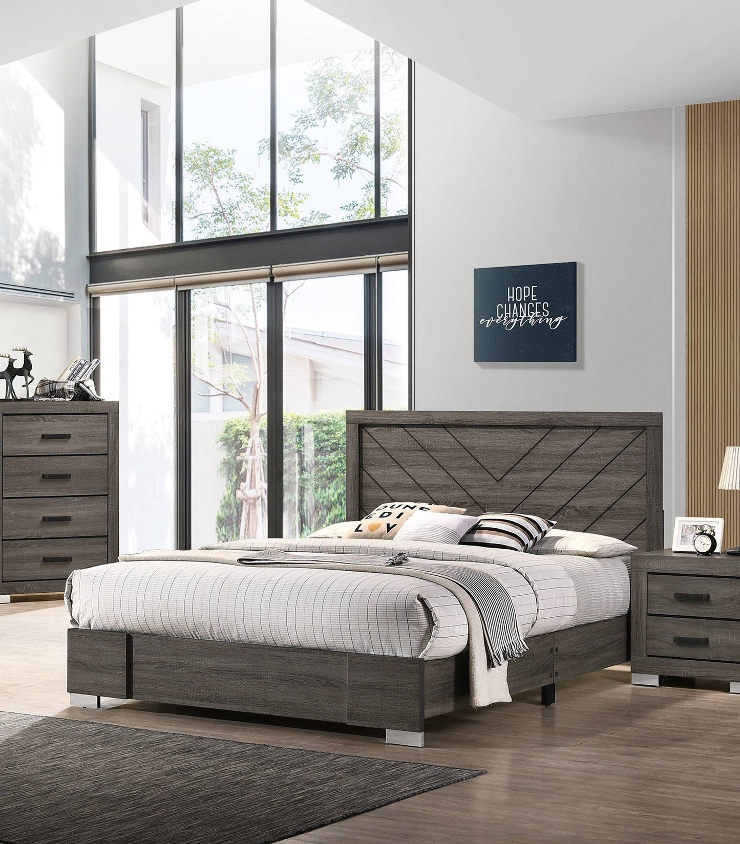 unique grey finish unique size bed