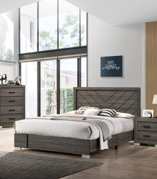 Unique Grey Finish Unique Size Bed