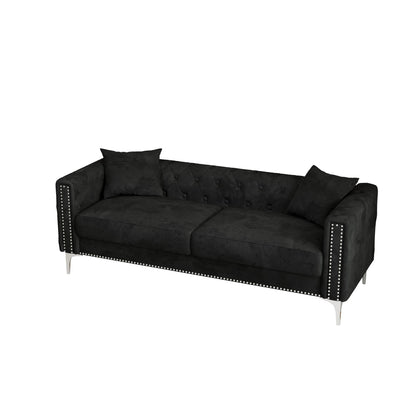 Morgan Sofa includes 2 pillows, Black Velvet
