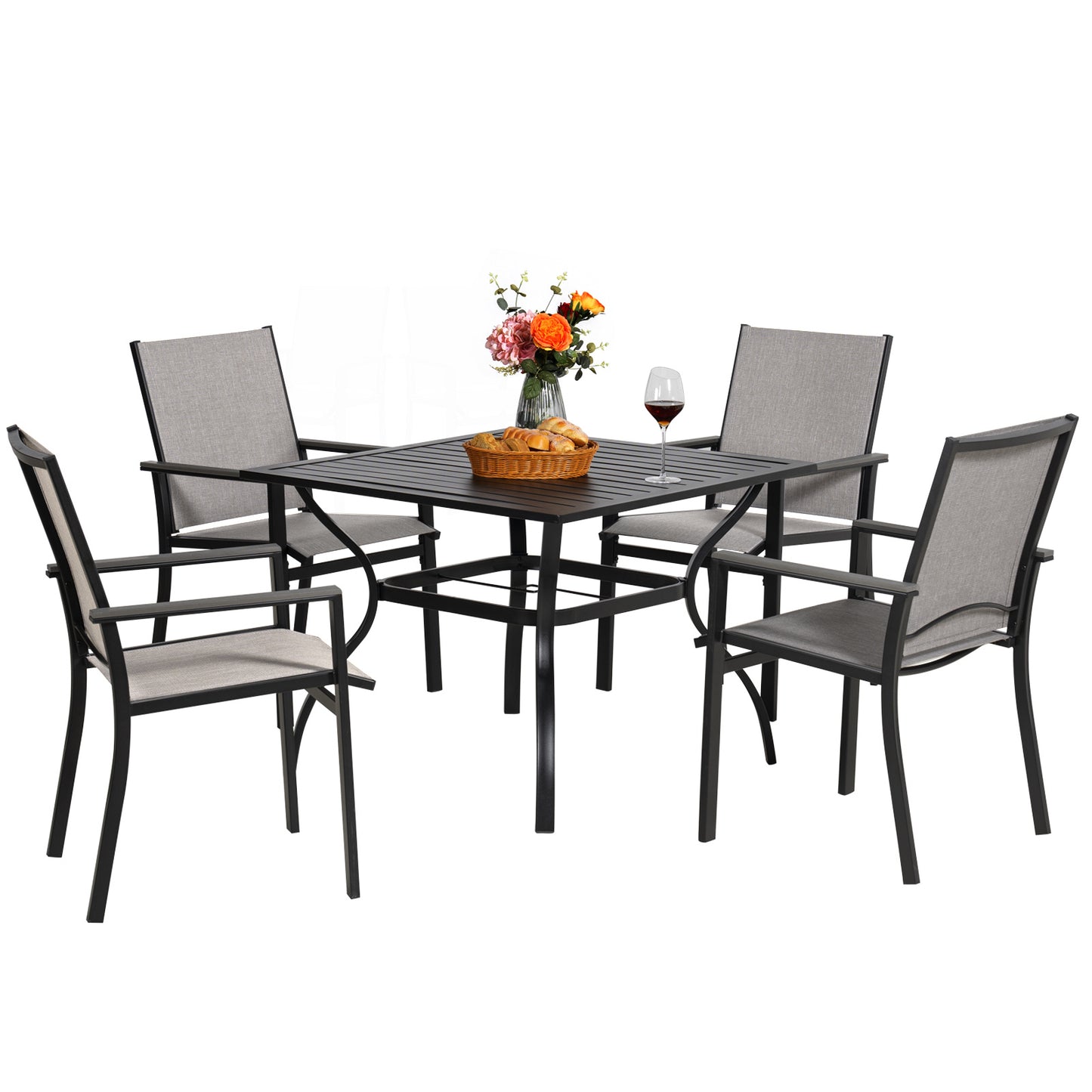 meooem patio dining set, black