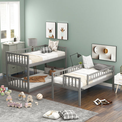 Twin-Over-Twin-Over-Twin Triple Bed with Built-in Ladder and Slide