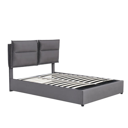 Upholstered Platform bed with a Hydraulic Storage System