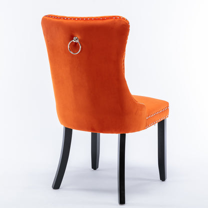 High-end Tufted Upholstered Dining Chairs, 2-Pcs Set Orange