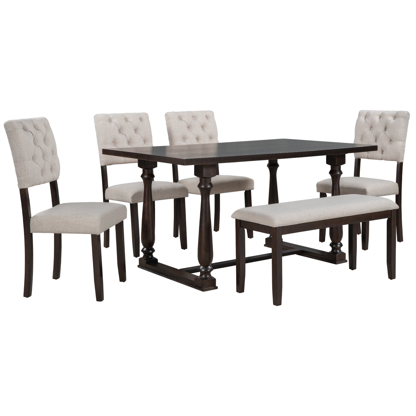 upholstered 6-piece dining table set