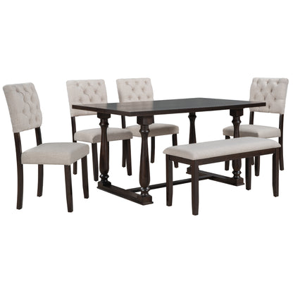 Upholstered 6-Piece Dining Table Set