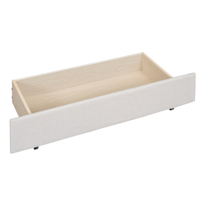 Queen Size Upholstered Platform Bed with 2 Drawers and 1 Twin XL Trundle, Beige