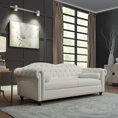 Carla Upholstered Sofa ,White.