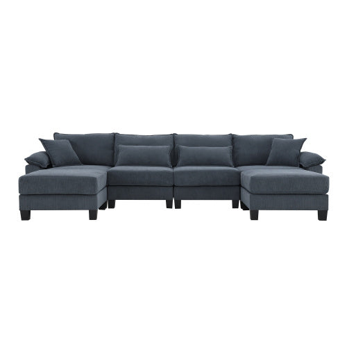 emily u shaped couch with armrest bags