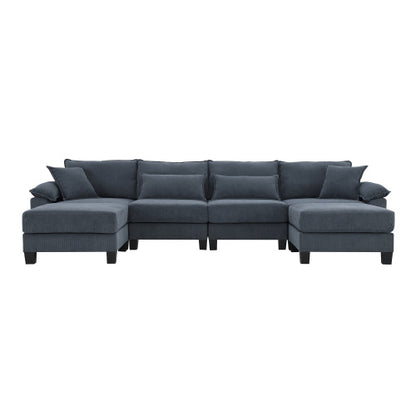 Emily U Shaped Couch with Armrest Bags