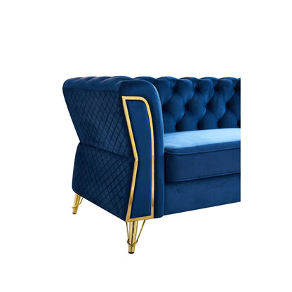 Modern Tufted Velvet Sofa ,Blue