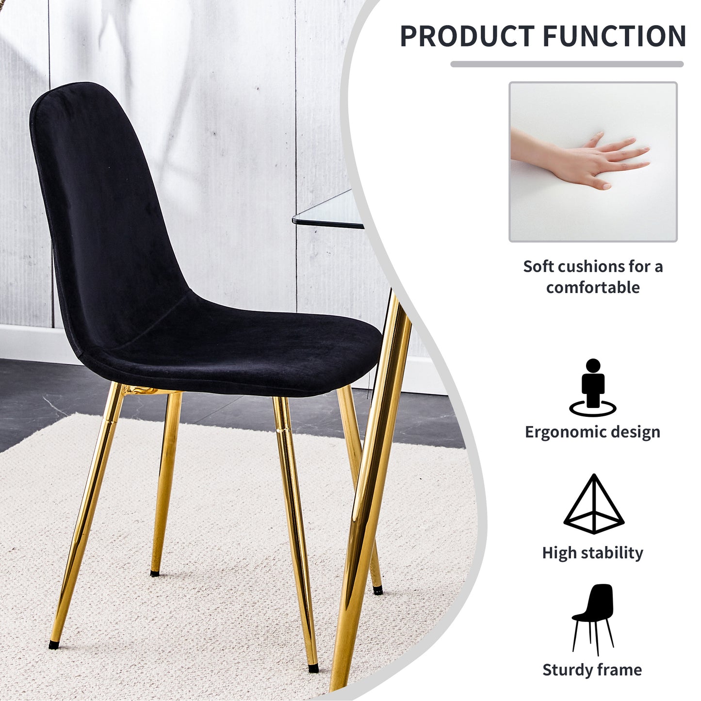 zara dining chairs set of 4, soft velvet black