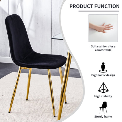 Zara Dining Chairs Set of 4, Soft Velvet Black