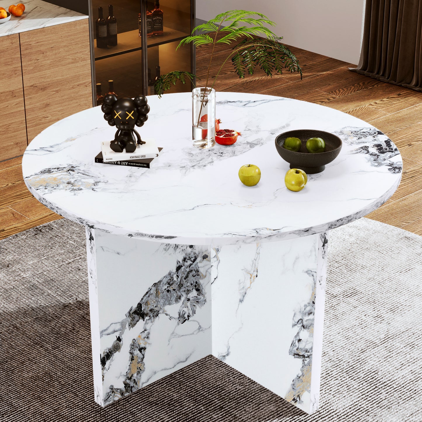 faux marble round dining table