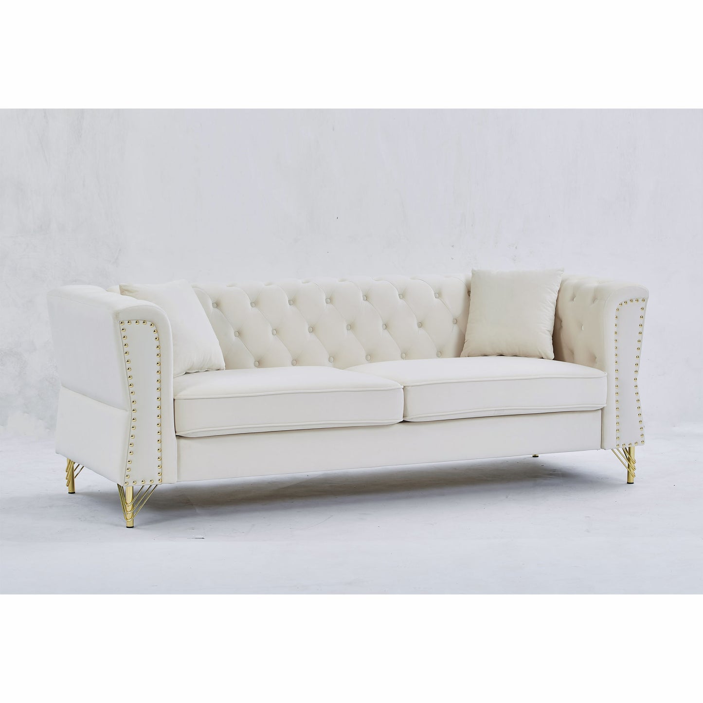 3-seater + 2-seater combination sofa tufted with 4 pillows