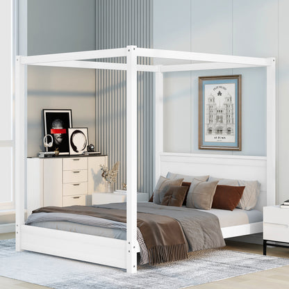 Modern Canopy Platform Bed with Headboard
