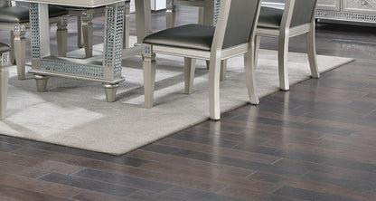 Leaf Silver Hue Glass Top Dining Table