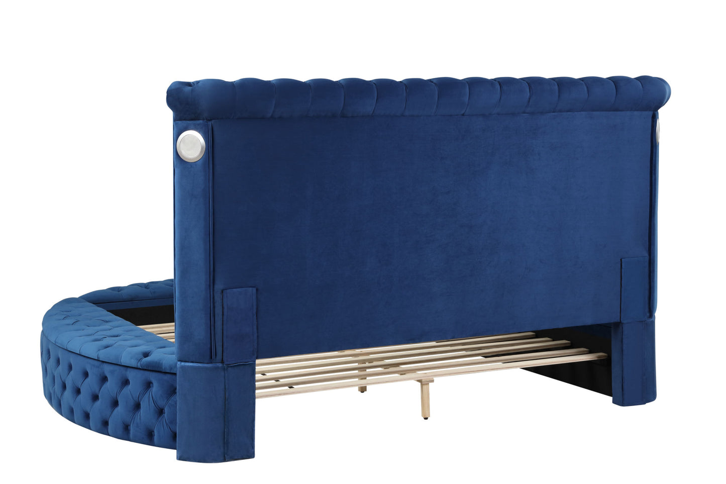 hazel queen size tufted storage bed made with wood in blue