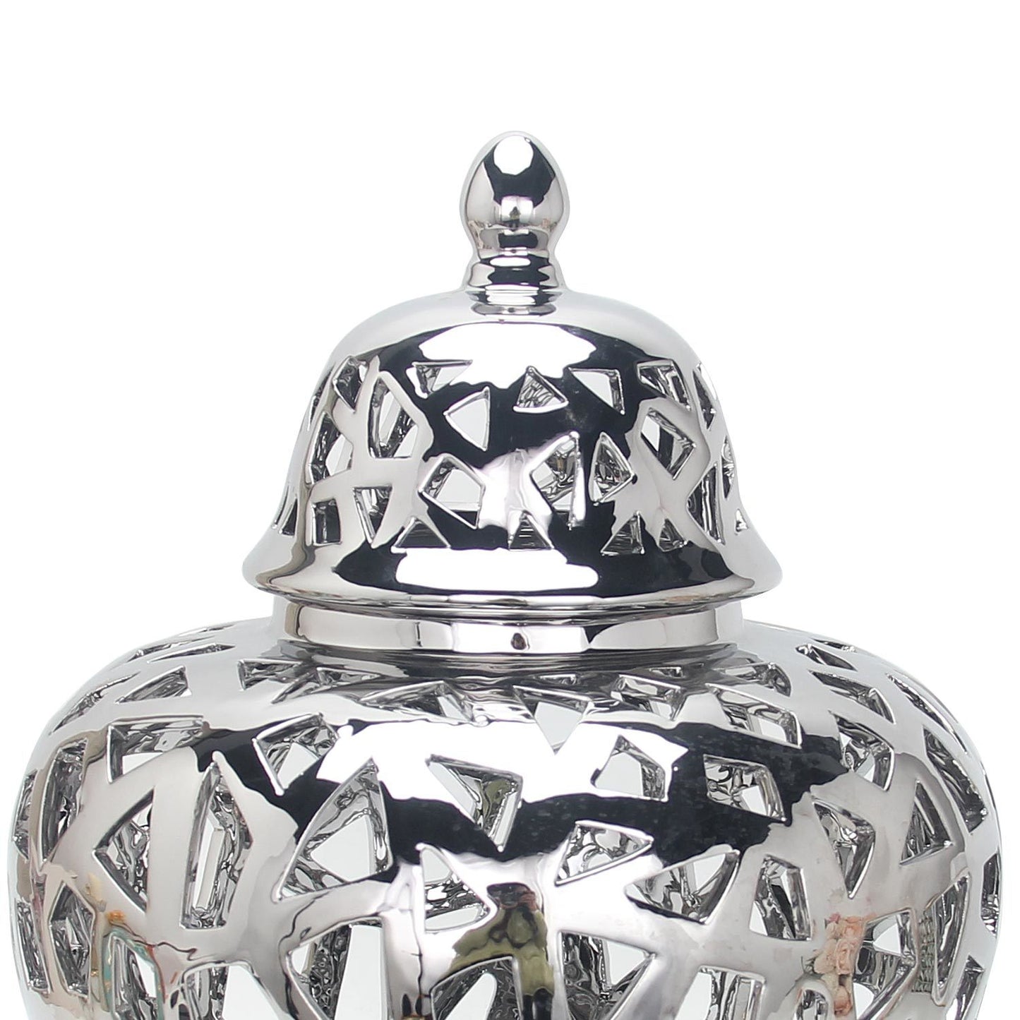 silver ceramic ginger jar vase