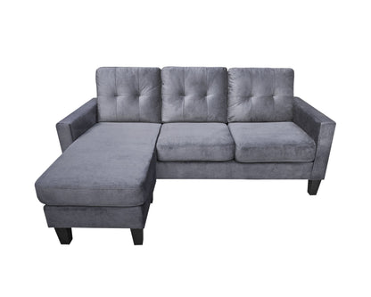 Everette Velvet Reversible Sectional Sofa, Grey