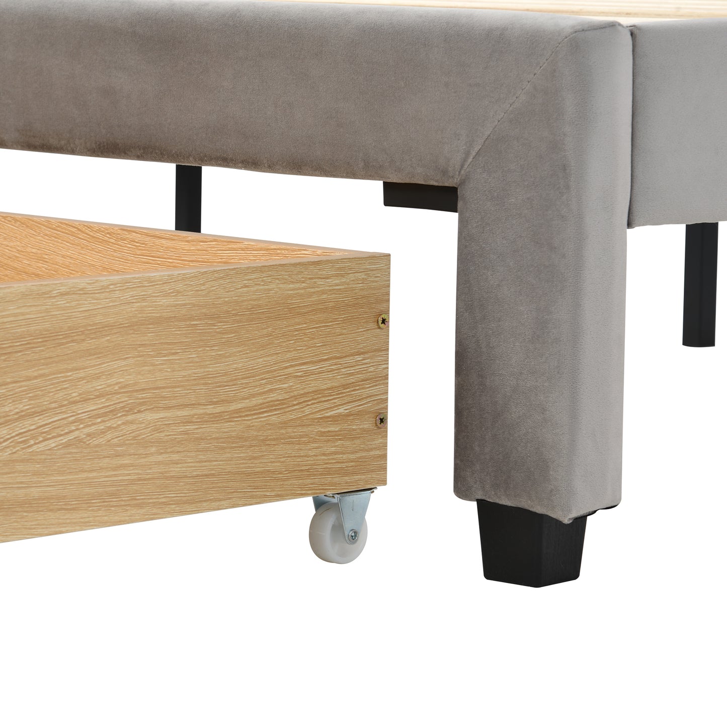 queen size storage bed velvet upholstered platform bed with a big drawer