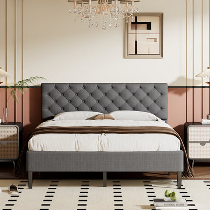 Sammie Upholstered Linen Platform Bed