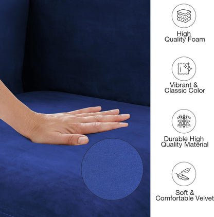 Velvet Tufted Couch, Navy Blue