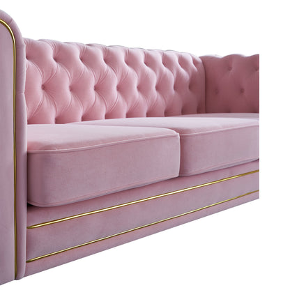 Chesterfield Velvet Sofa, Pink