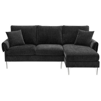 Chenille L-Shaped Sofa with 2 Pillows