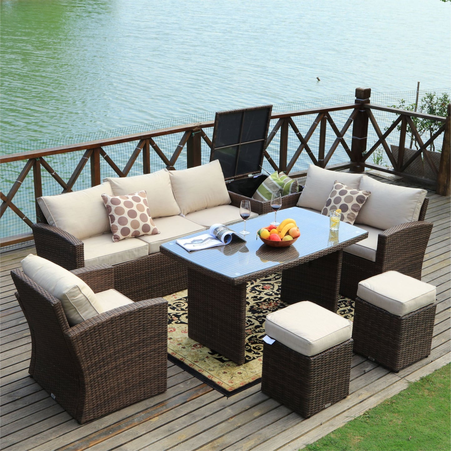 direct wicker 7-piece pe rattan wicker patio sectional sofa set with cushions