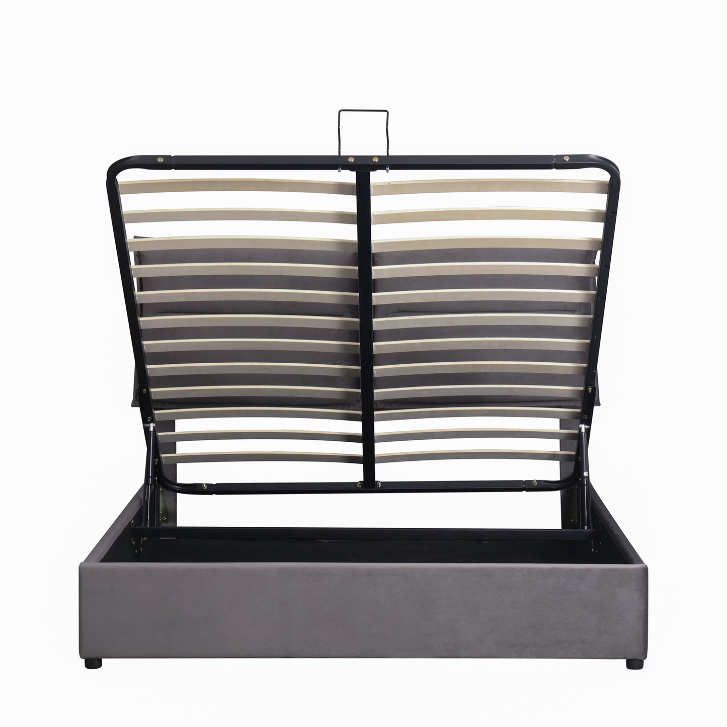 upholstered platform bed with a hydraulic storage system
