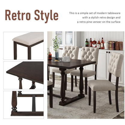 Upholstered 6-Piece Dining Table Set