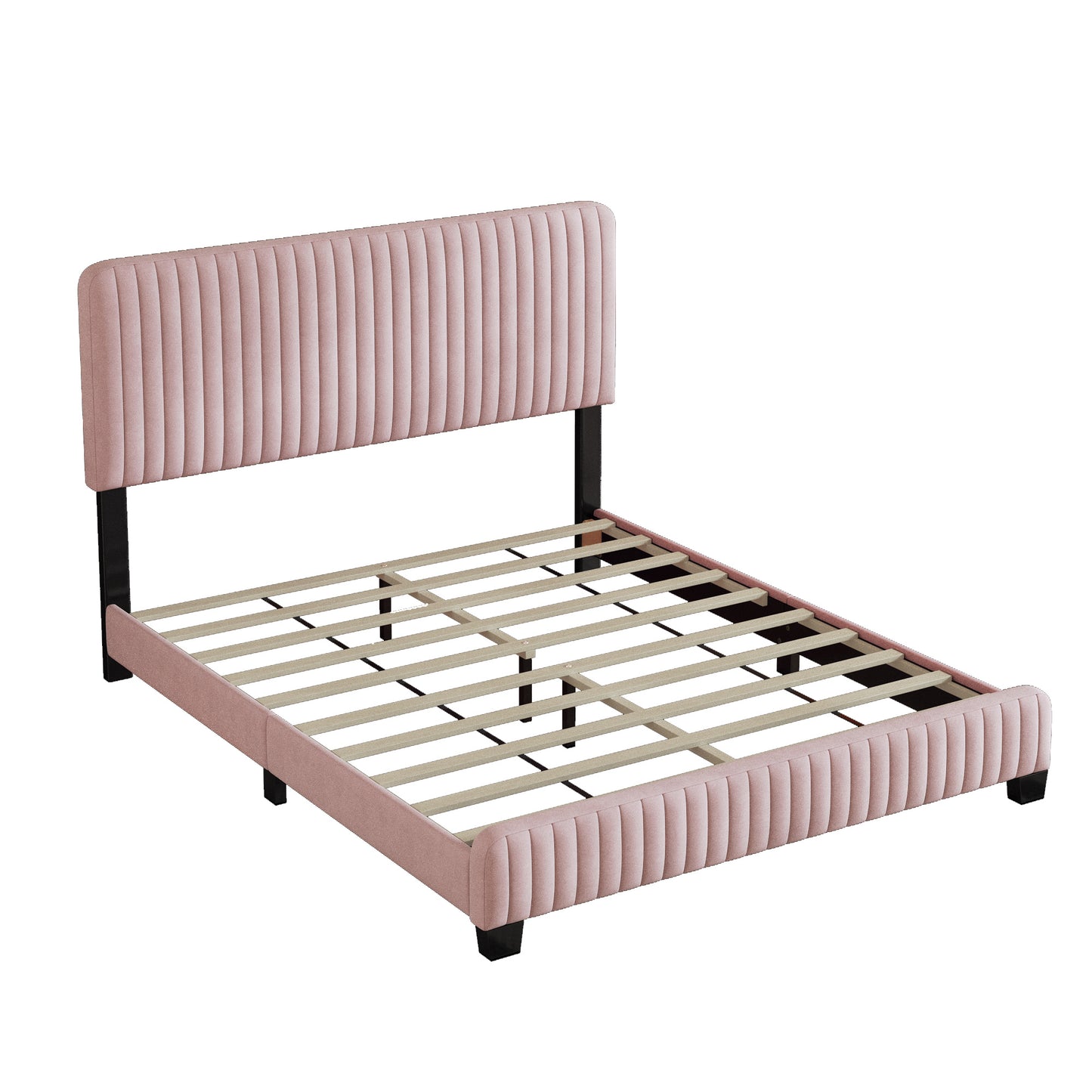 queen size upholstered platform bed,pink