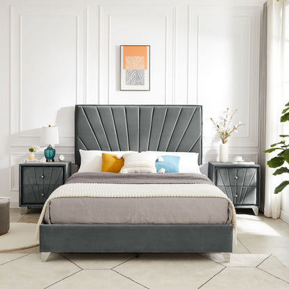 B108 Elegant bed with two nightstands,