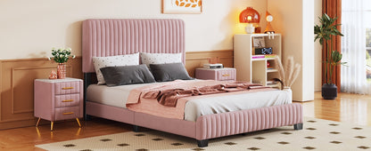 Emily Upholstered Platform Bed, Pink