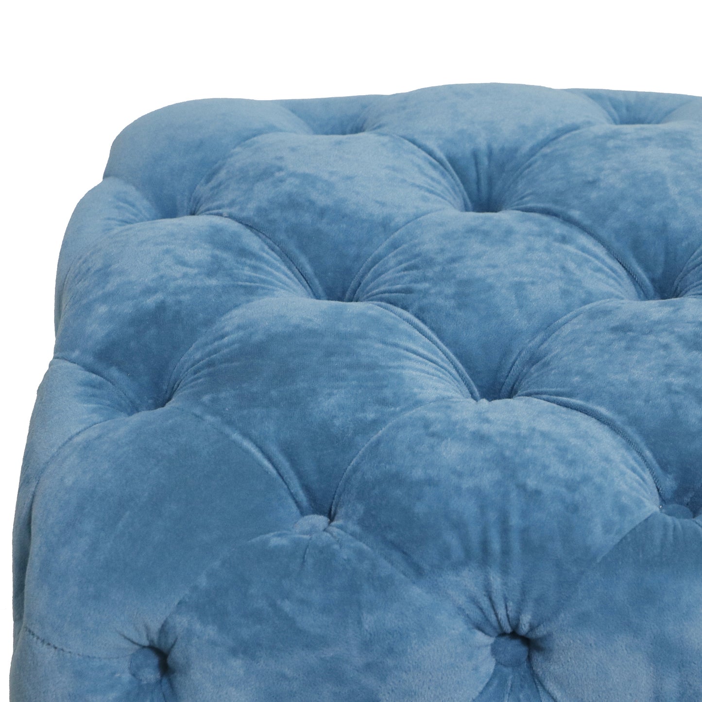 blue modern velvet upholstered ottoman