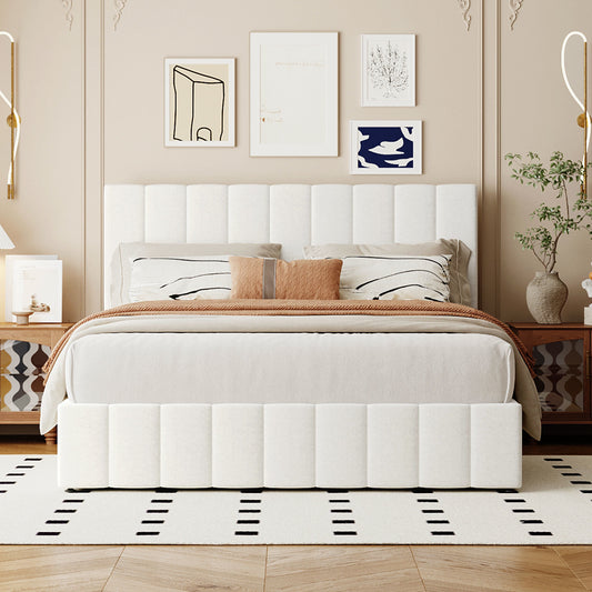 Queen size Upholstered Platform bed with a Hydraulic Storage System - Gray Queen size Upholstered Platform bed with a Hydraulic Storage System - Gray Queen size Upholstered Platform bed with a Hydrau