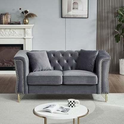 3-seater + 3-seater Combination Sofa Tufted with 4 Pillows