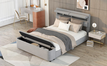 Holly Upholstery Platform Bed with Storage Headboard and Footboard