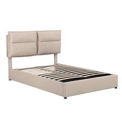 Upholstered Platform bed with a Hydraulic Storage System