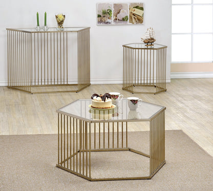 ACME Oaklie Coffee Table in Champagne & Clear Glass