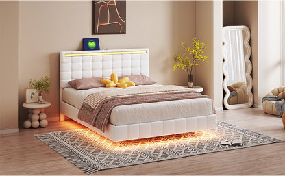 Floating Bed Frame with LED Lights and USB Charging #5