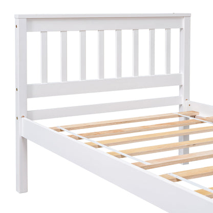 Twin Bed with Headboard & Nightstand, White