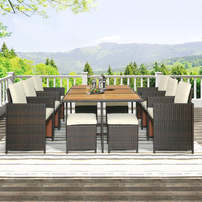 TOPMAX 11-Piece Patio All-Weather PE Wicker Dining Table Set