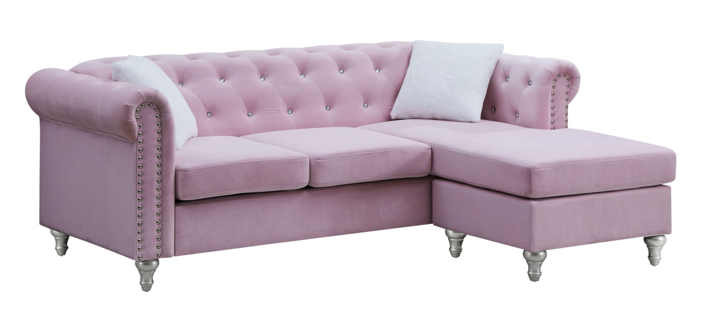 raisa sofa chaise, pink