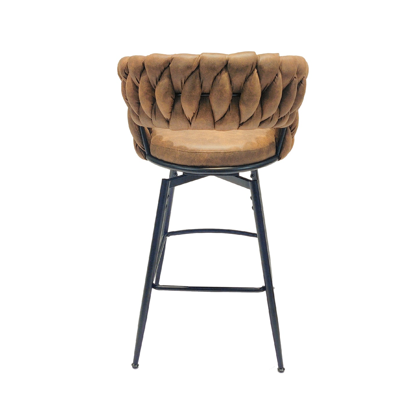 technical leather woven bar stool set of 4, brown